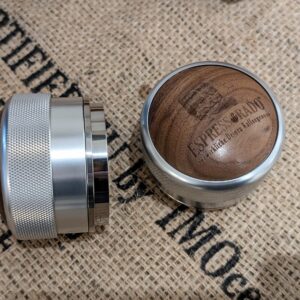 espressorado tamper holz silber